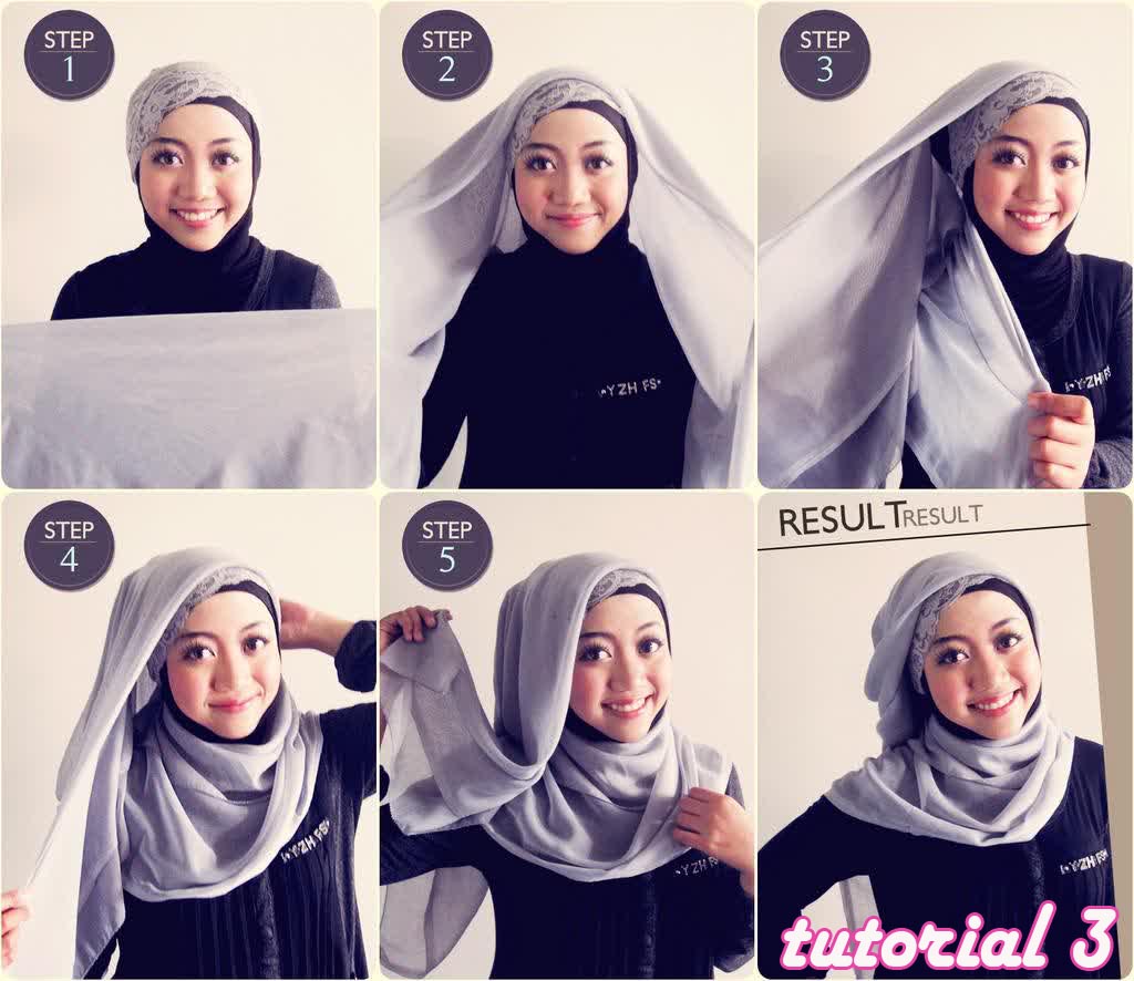 58 Tutorial Cara Menggunakan Jilbab Segi Empat Simple 
